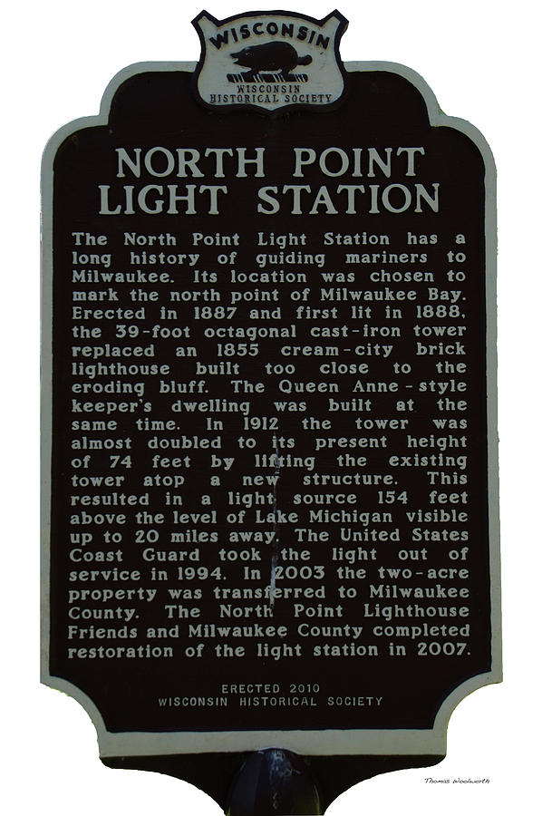 North Point Light Station Wisconsin Signage Photograph by Thomas Woolworth