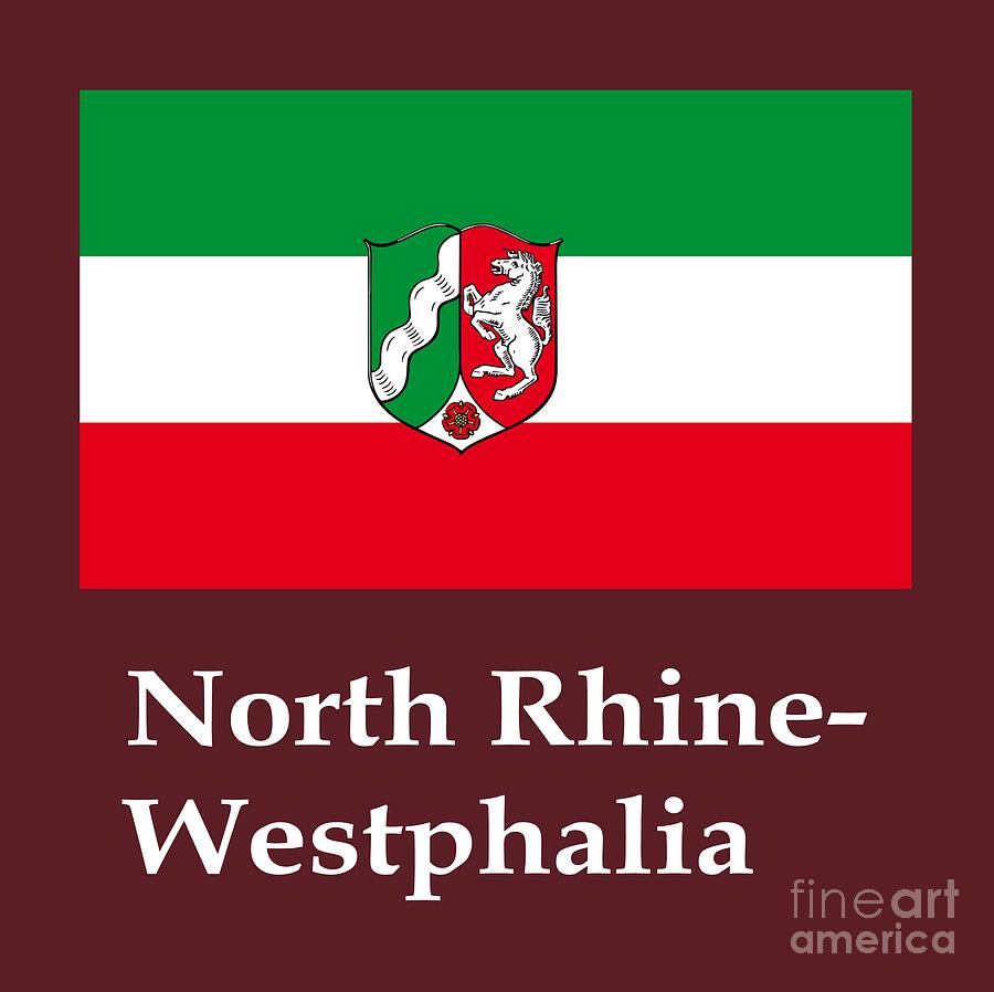 North Rhine-westphalia, Germany Flag And Name Digital Art ...
