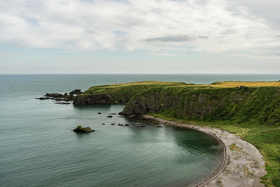 North Sea Greens - Emerald Water and Verdant Cliffs in Scotland U K Photograph by Georgia Mizuleva