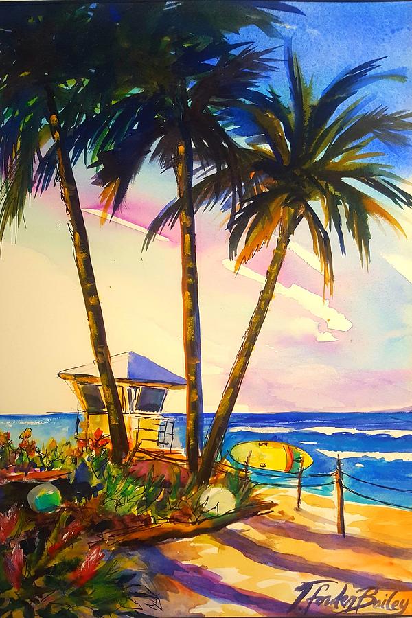 North Shore Lifeguard Hut Painting by Tf Bailey