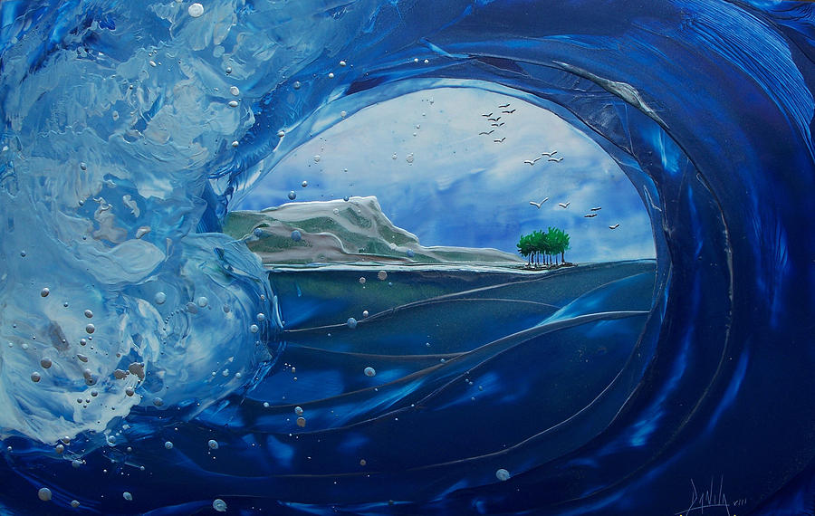 Encaustic Painting - North Shore Window Barrel  Hrz by Danita Cole