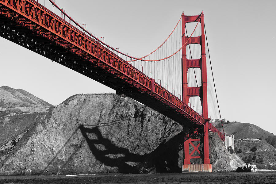 Golden Gate Bridge and Headlands Selective Color Photograph by Rick Pisio