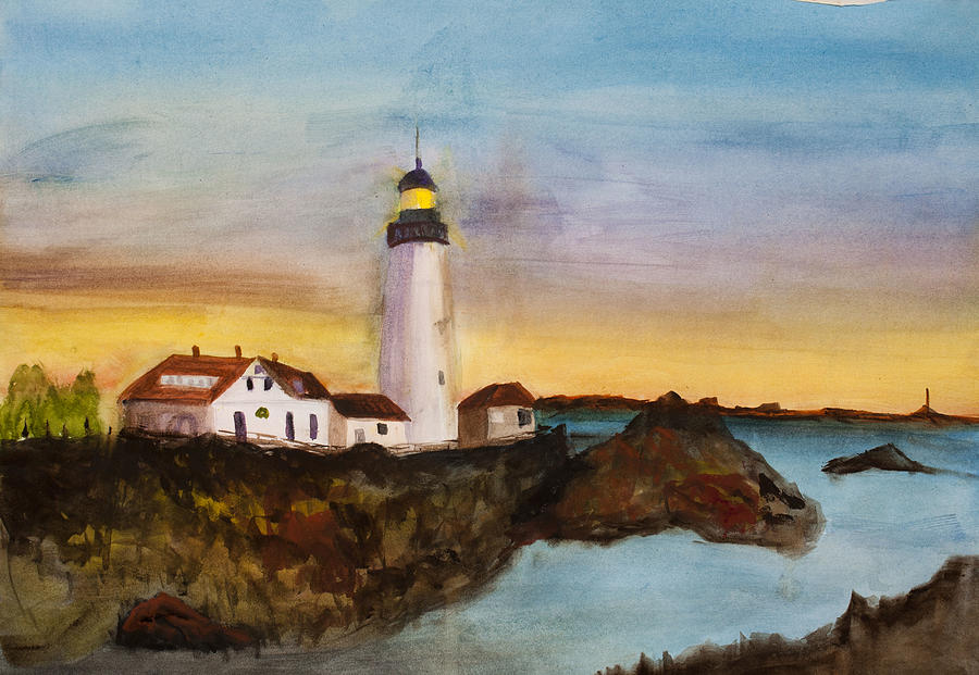 North Truro Light House Cape Cod Painting by Donna Walsh