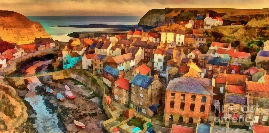 Sunset Painting - North Yorkshire Coast by Edward Fielding