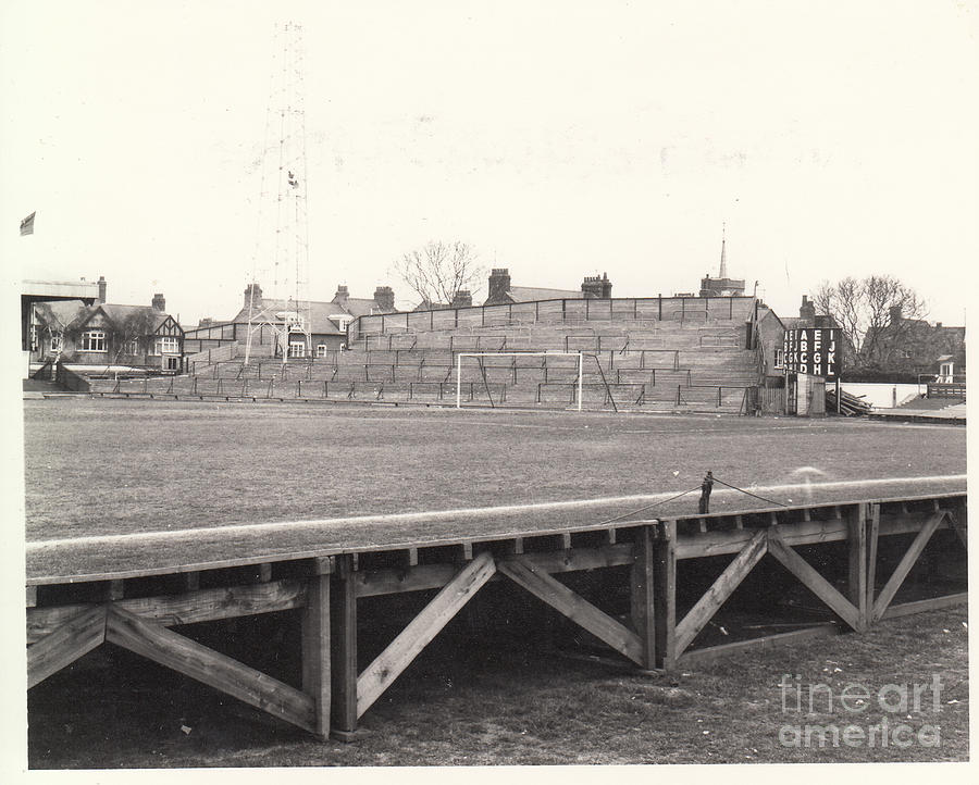 Northampton Town - County Ground - Kop End 1 - BW - April 1969 Photograph by Legendary Football Grounds