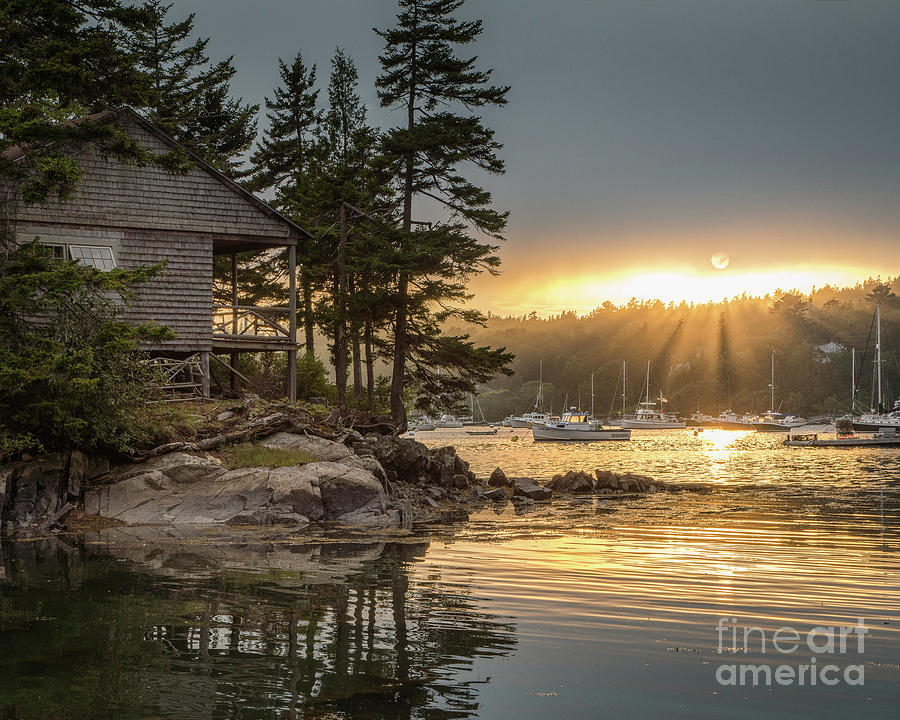 Boat Photograph - Northeast Harbor Sunset by Benjamin Williamson