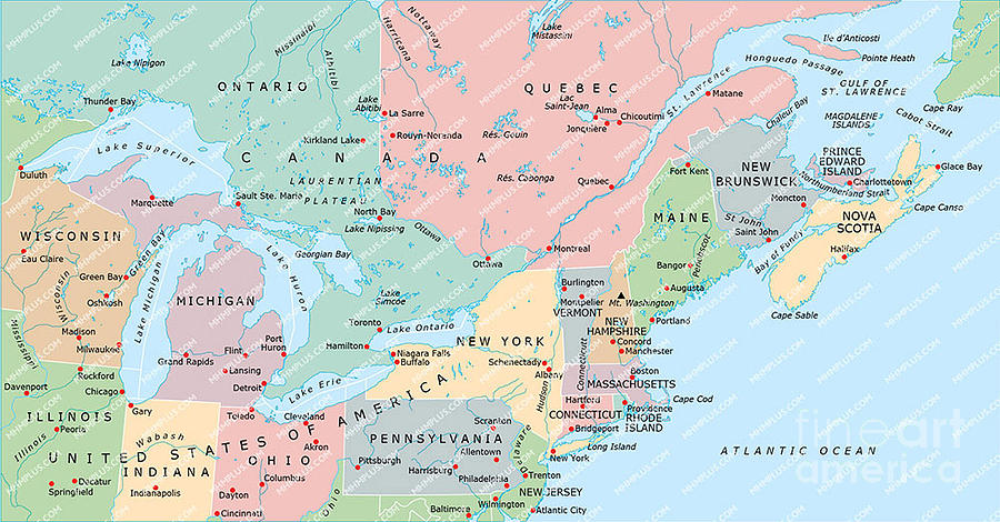 Northeastern Coast Of Usa And Canada Map Mary Ann Weger 