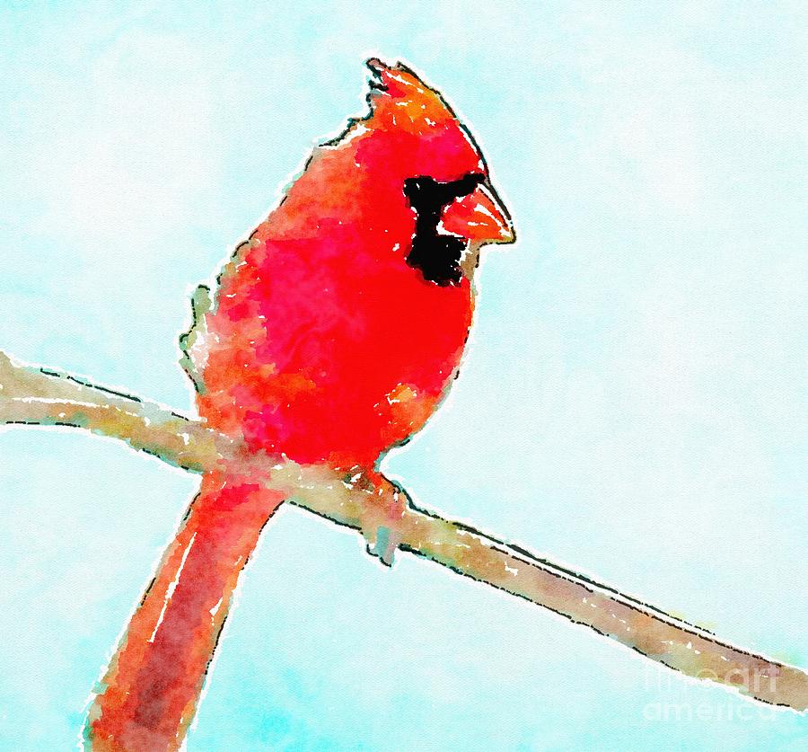 Northern Cardinal Painting by Modern Watercolor Art