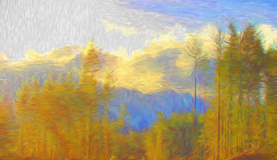 Northern Cascades painted Digital Art by Cathy Anderson