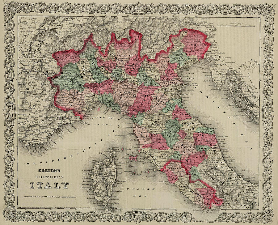 Map Drawing - Northern Italy by Colton
