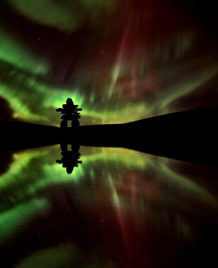 Northern Light and Inukchuk Photograph by Mark Duffy