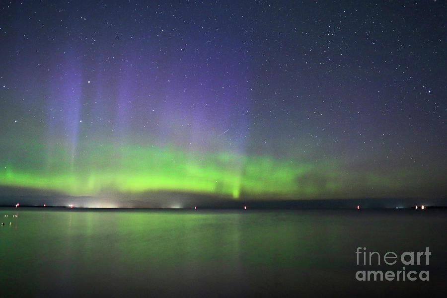 Northern Light With Perseid Meteor Photograph by Charline Xia