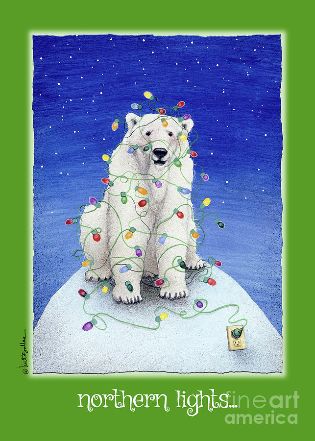 Polar Bear Painting - Northern Lights ...  by Will Bullas