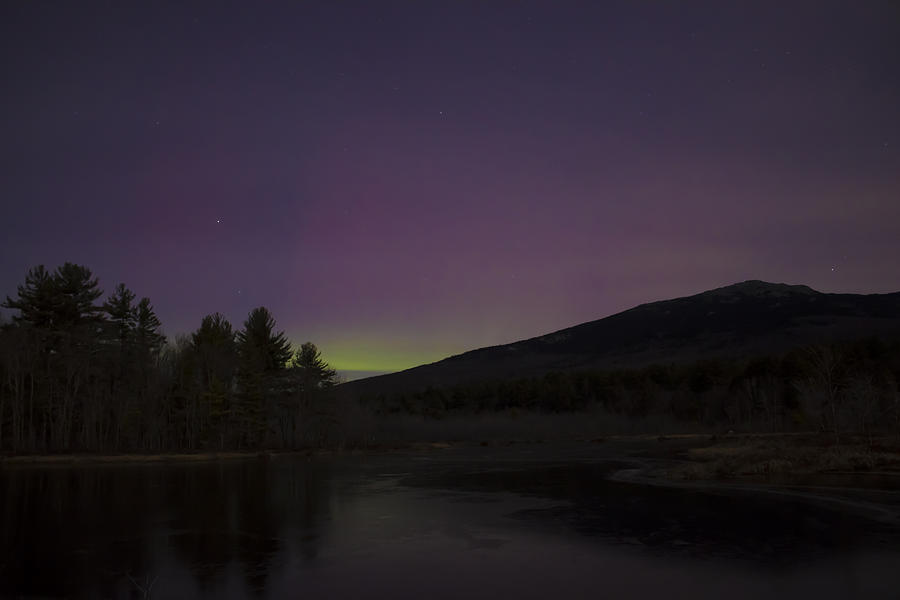 Northern Lights and Mount Monadnock December 2015 Photograph by John Burk