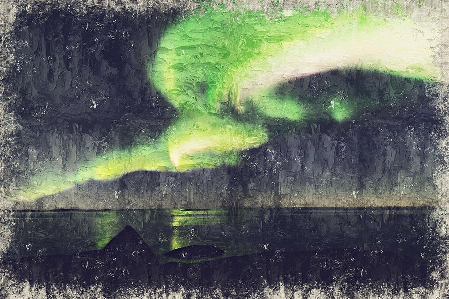 Northern lights, Aurora Borealis by Adam Asar Painting by Celestial Images