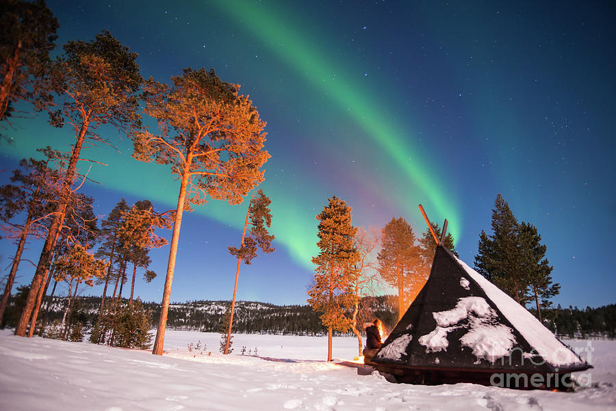 Northern lights by the lake Photograph by Delphimages Photo Creations