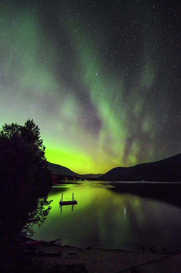 Northern Lights Over Kootenay Lake Photograph