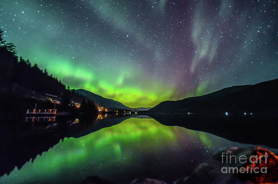 Northern Lights Reflection- Canada  Photograph by Joy McAdams