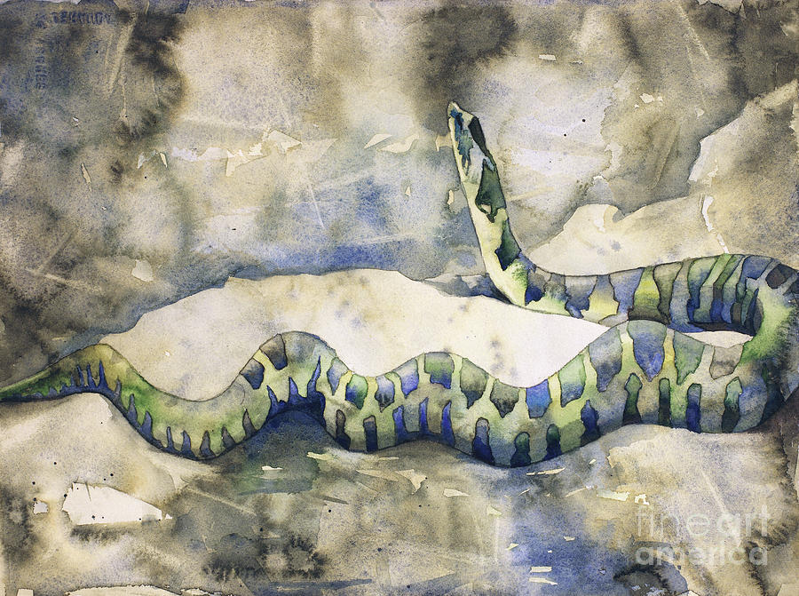 Northern Water Snake colorful watercolor painting- watercolor gi Painting by Ryan Fox