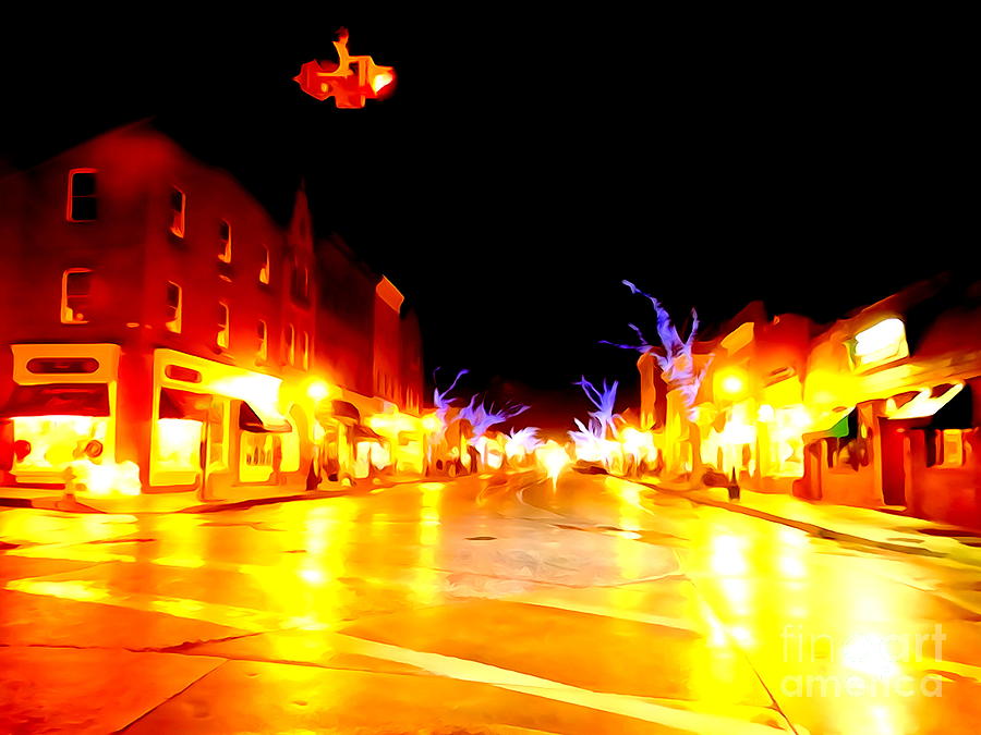 Northport Village Christmas Night 2015 Digital Art by Ed Weidman
