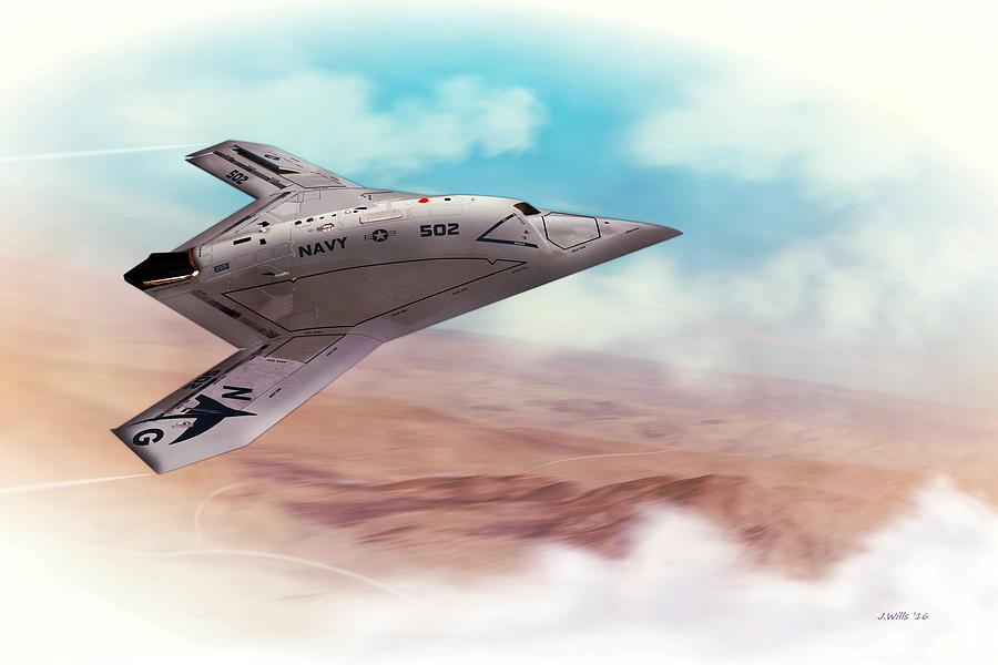 Northrop Grumman X47B Drone Digital Art by John Wills
