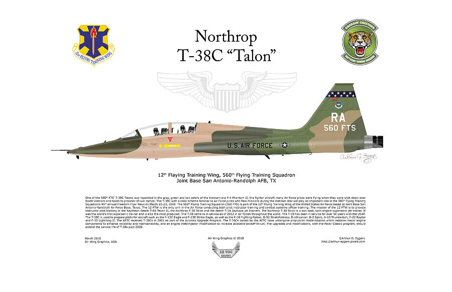 Northrop T-38C Talon 560FTS Digital Art by Arthur Eggers