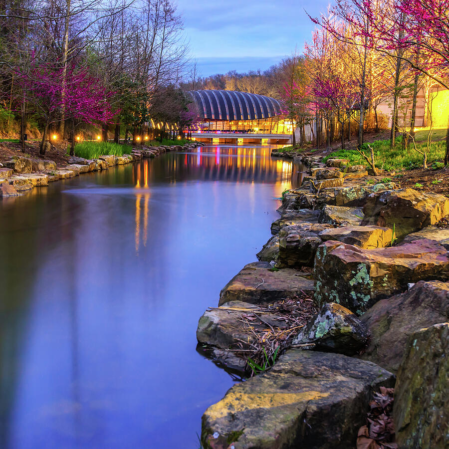 Spring Photograph - Northwest Arkansas Crystal Bridges Museum at Dusk - Square Format by Gregory Ballos