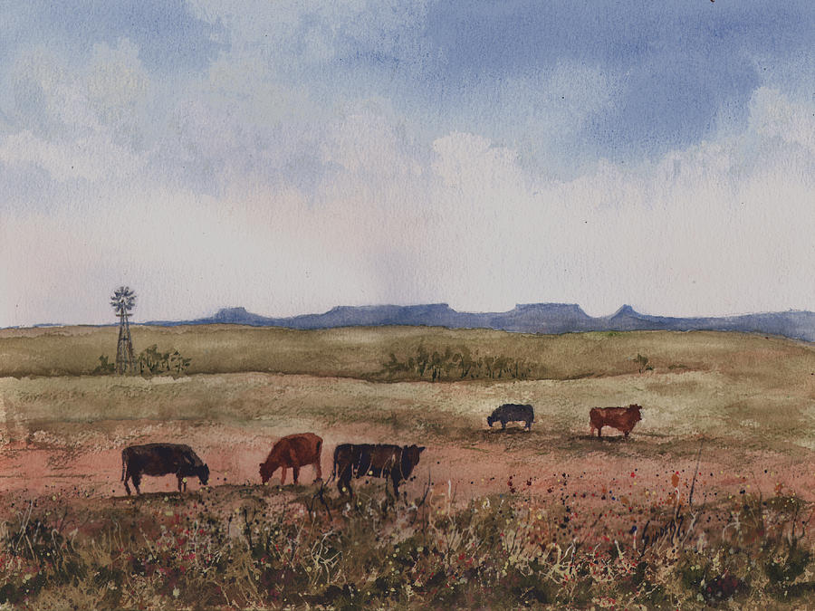 Northwest Oklahoma Cattle Country Painting by Sam Sidders
