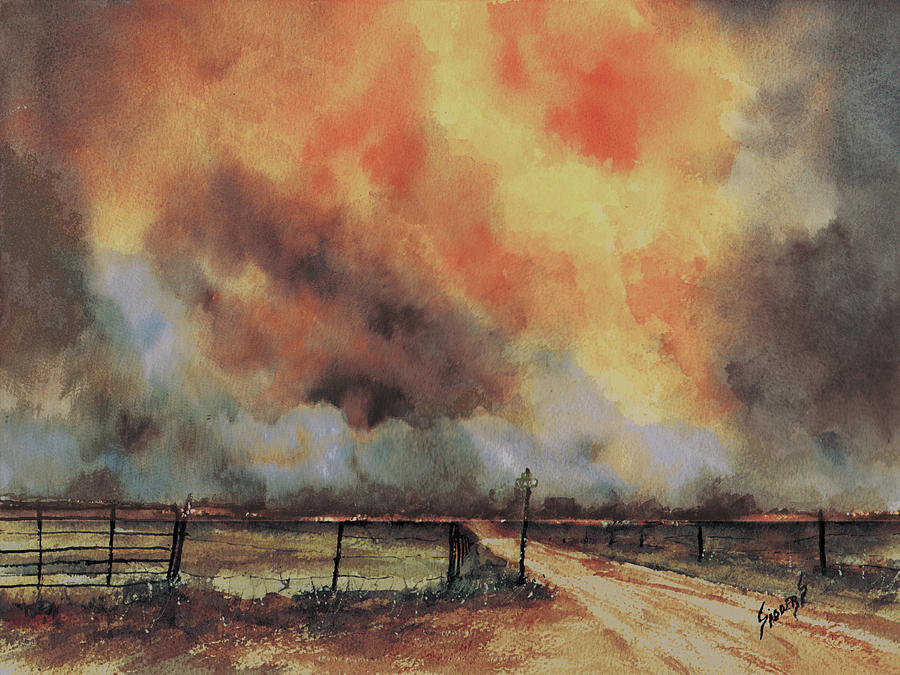 Northwest Oklahoma Wildfire Painting by Sam Sidders
