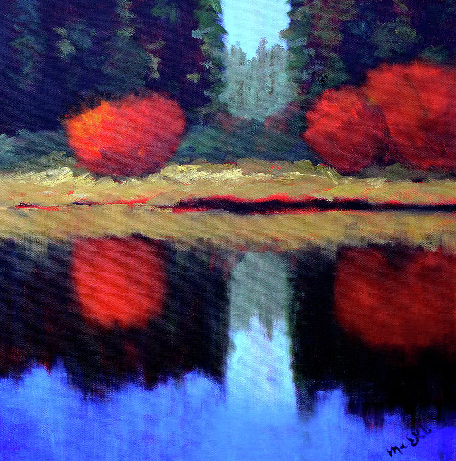 Northwest River Landscape Painting by Nancy Merkle