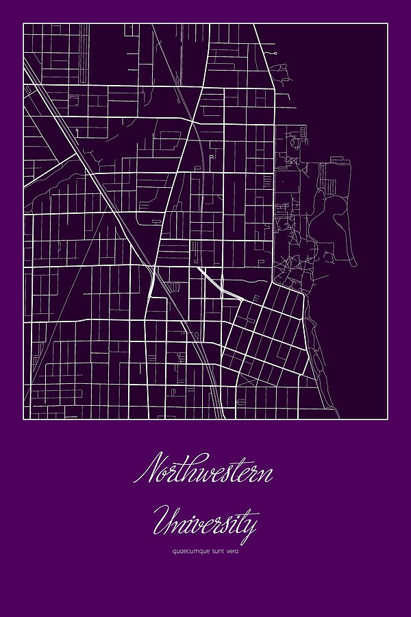 Northwestern Street Map - Northwestern Evanston Map Digital Art by Jurq ...