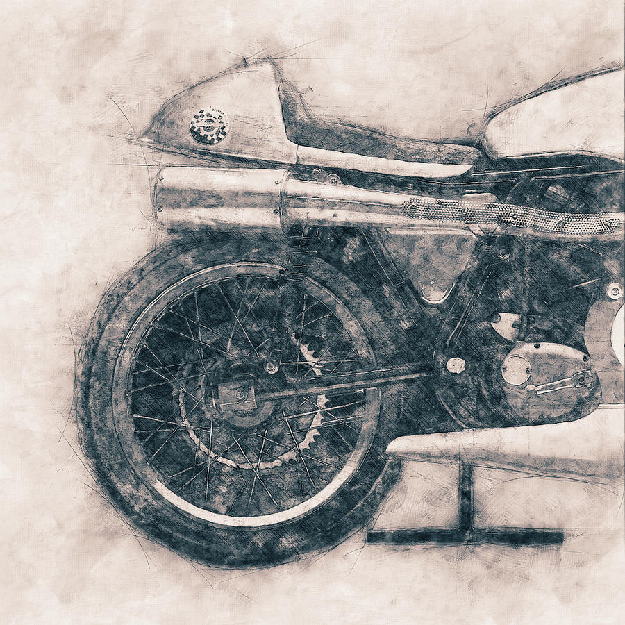 Norton Manx - Norton Motorcycles - 1947 - Vintage Motorcycle Poster - Automotive Art Mixed Media by Studio Grafiikka