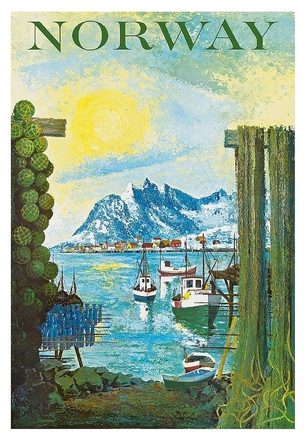 Norway coast, vintage travel poster Painting by Long Shot