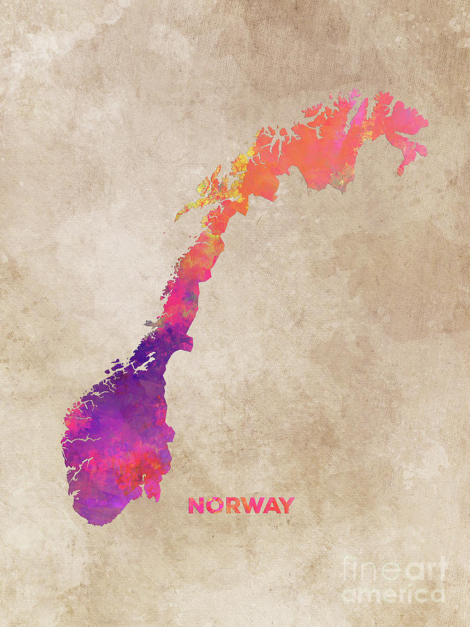Norway Map Digital Art