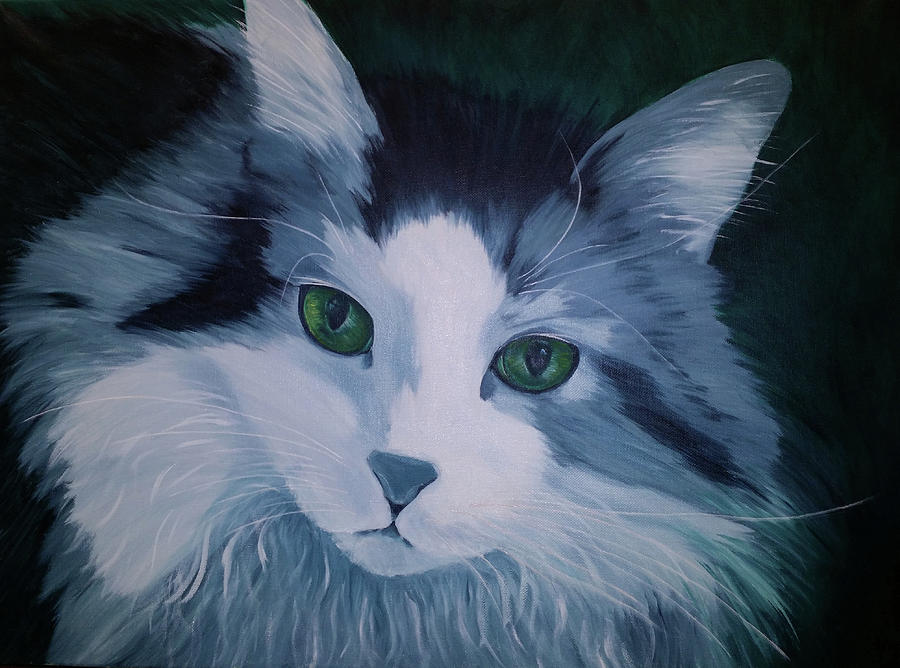 Norwegian Forest Cat Painting by Pam Blevens | Fine Art America