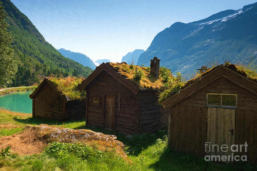 Landscape Photograph - Norwegian Huts by Andrew Michael