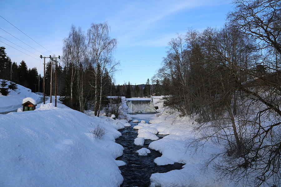 Norwegian Winter landscape.  Digital Art by Jeanette Rode Dybdahl