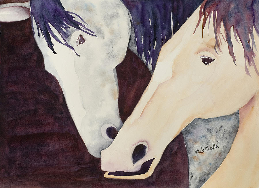 Horse Painting - Nose To Nose II by Renee Chastant