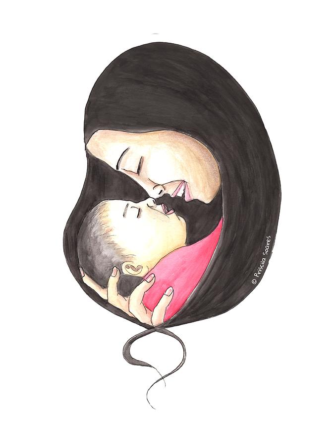 Motherhood Painting - Nose to Nose by Priscila Soares