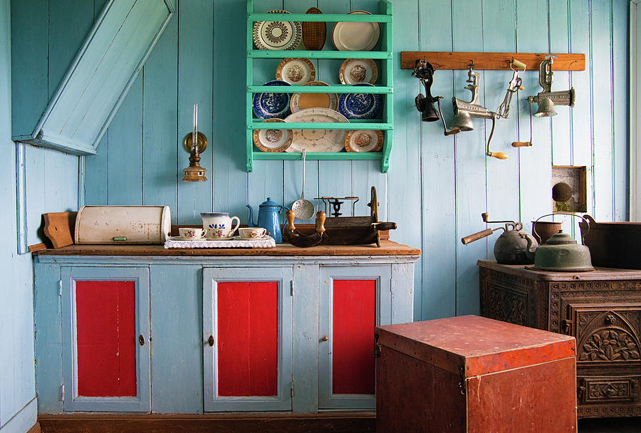 Nostalgia - lovely blue kitchen Photograph by Matthias Hauser