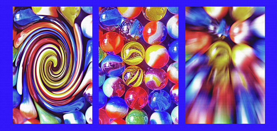 Abstract Photograph - Nostalgic Marbles Triptych Abstract by Steve Ohlsen