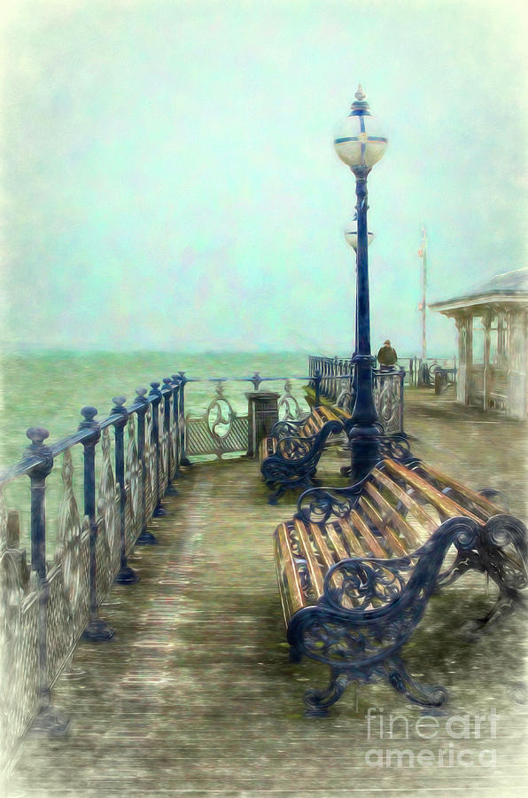 Nostalgic pier Swanage Mixed Media by Linsey Williams