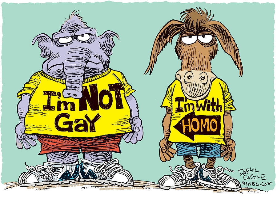 Homo Drawing - Not Gay by Daryl Cagle