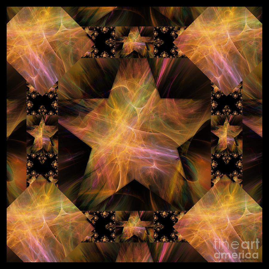 Abstract Digital Art - Not So Black Star / Tessellated by Elizabeth McTaggart