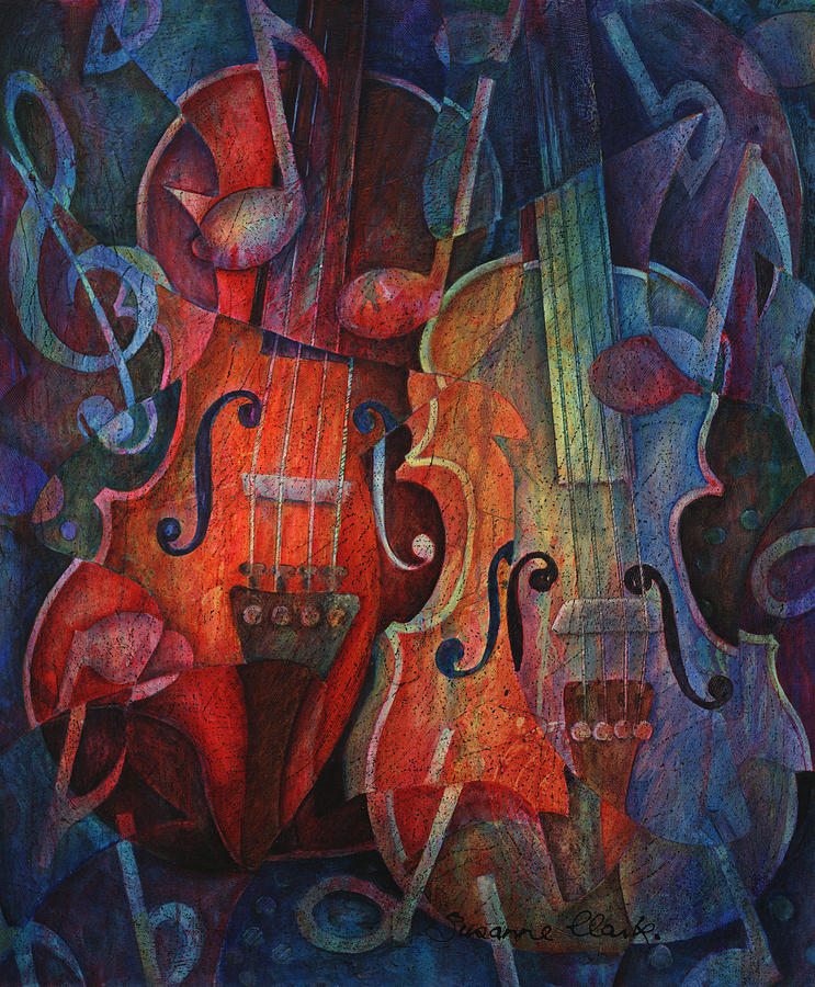 Violin Painting - Noteworthy - A Viola Duo by Susanne Clark