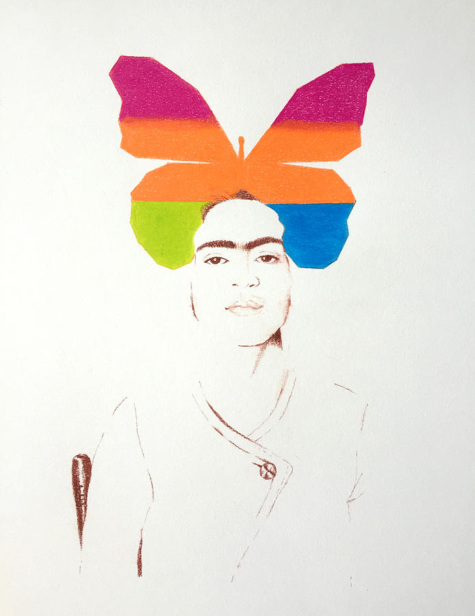 Butterfly Drawing - Frida Kahlo NOTHING IS ABSOLUTE 2 by Son Of the Moon