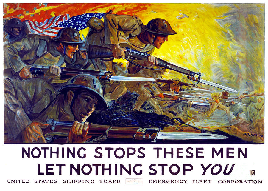 Vintage Painting - Nothing stops these men, let nothing stop you by Vintage Treasure