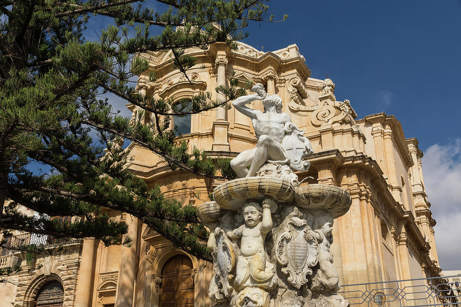Noto Sicilian Baroque - Church of San Domenico on a Bright Sunny Day Photograph by Georgia Mizuleva