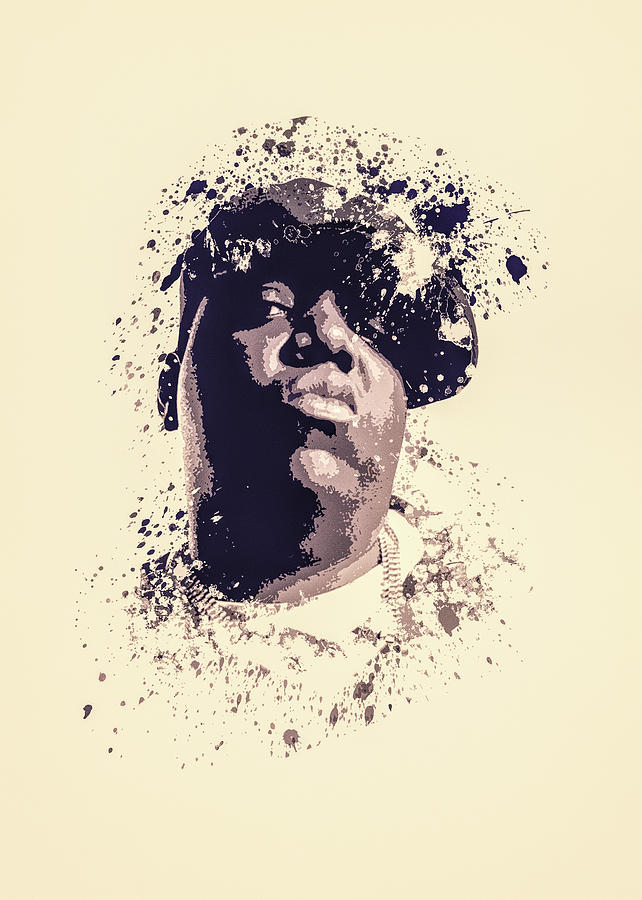 Portrait Painting - Notorious B.I.G splatter painting by Milani P