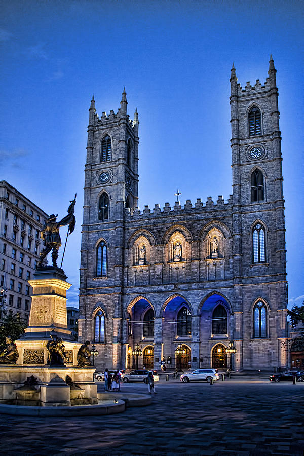 Architecture Photograph - Notre Dame Basilica in Montreal at Dusk by David Smith